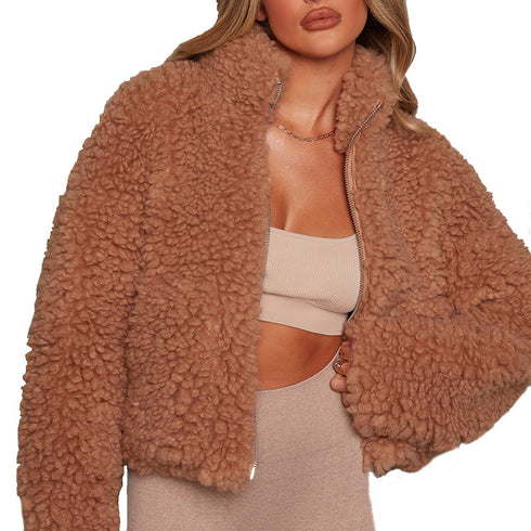 Fashion Cashmere Cardigan Short Jacket Lamb Wool Coat Women - ROUTINE FASHION